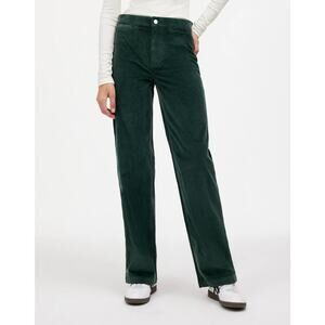 Madewell Emmett Wide-Leg Pants Corduroy Welt Pocket Luxury Forest Green NWT 28P